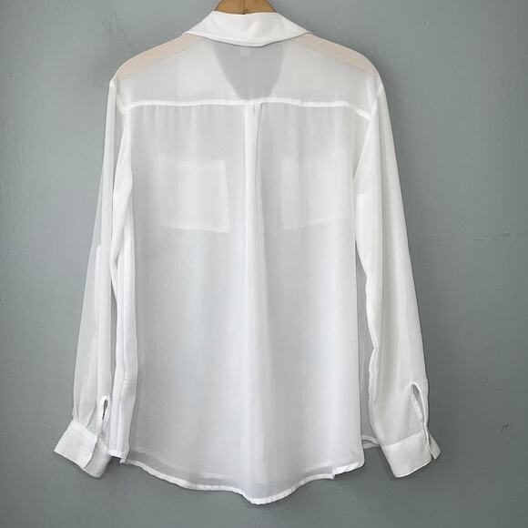 Decree Sheer Button Up Shirt Size Medium Office Siren Ethereal Preppy Y2K Top - Picture 4 of 11